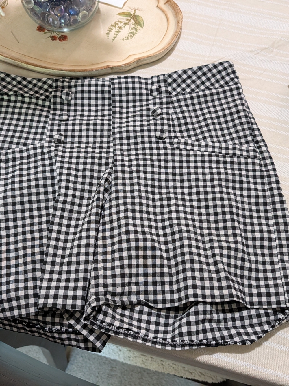 Awake Black & White Gingham High-Waist Skort
